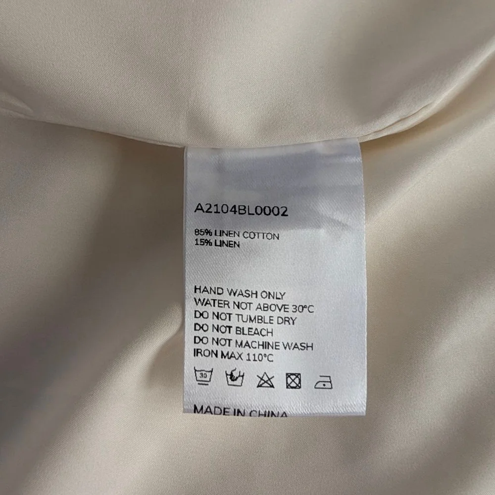 Lattelier Linen Cotton Blend Cream Blazer - Large